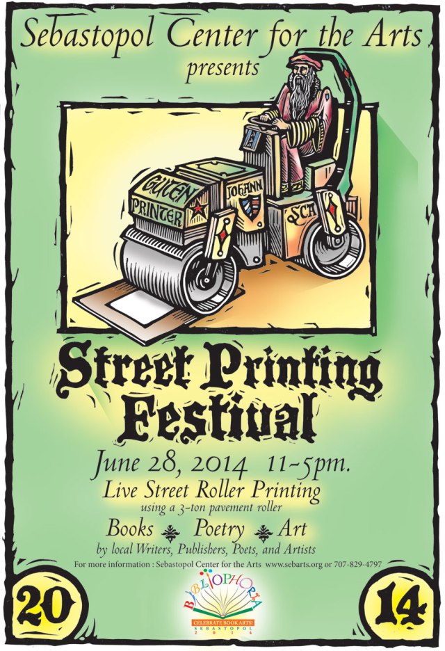 Bibliophoria 2014 Street Printing Festival Poster by Rik Olson