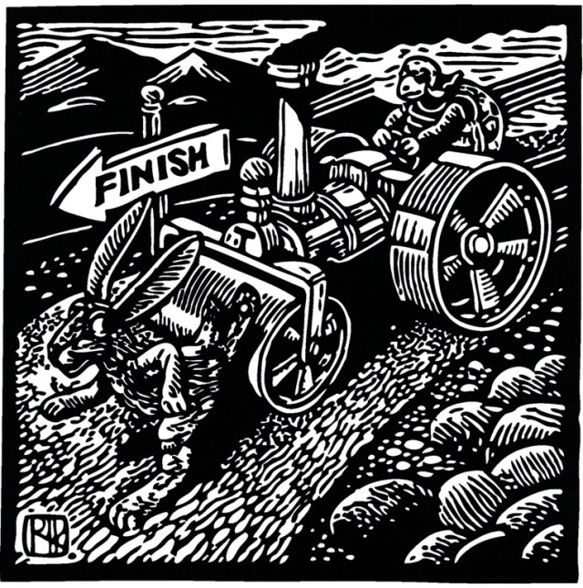 Tortoise and Hare print by Rik Olson